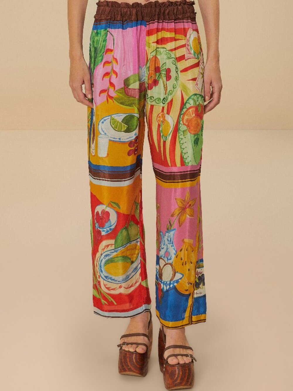 NWT Farm Rio Summer Picnic printed wide-leg pants